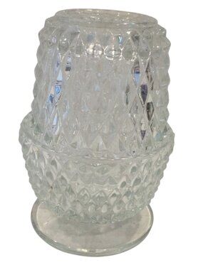 Diamond Point Clear Glass 2 Piece 5" Fairy Lamp